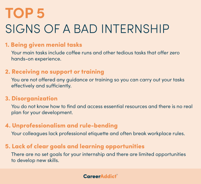 signs of bad internship infographic